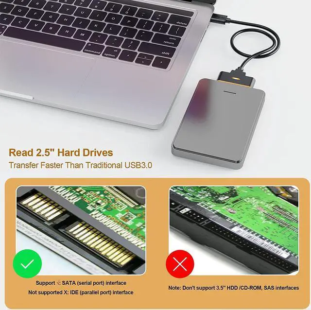 Alt view image 2 of 7 - SATA to USB 3.0 Adapter, USB to SATA III Hard Drive Adapter Cable, USB A SATA Adapter Converter Support UASP Compatible for 2.5 Inch SSD and HDD Data Transfer