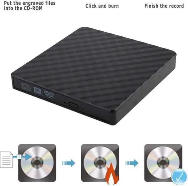 Alt view image 5 of 7 - External DVD CD Drive USB 3.0 Burner Writer Drive Player High Speed Data Transfer for Laptop/Desktop/MacBook/Mac OS/Windows10/8/7/XP/Vista (Black)
