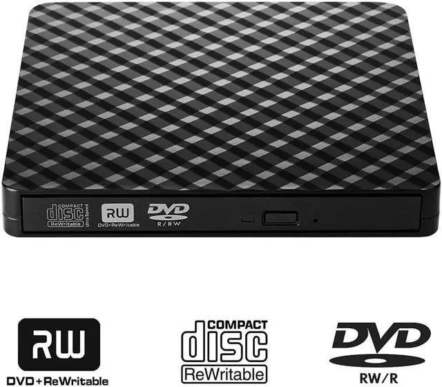 Alt view image 2 of 7 - External DVD CD Drive USB 3.0 Burner Writer Drive Player High Speed Data Transfer for Laptop/Desktop/MacBook/Mac OS/Windows10/8/7/XP/Vista (Black)