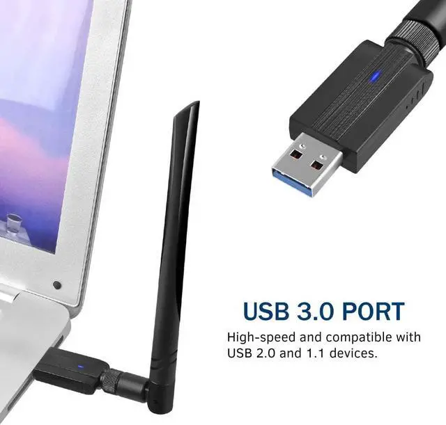Alt view image 4 of 7 - USB Wifi Adapter 1200Mbps USB 3.0 Wireless Network Dual Band 5.8G/2.4G adapter with 5dBi Antenna for Mac PC Desktop Laptop, Compatible with Windows XP/Vista/7/8/10 Linx2.6X Mac OS X