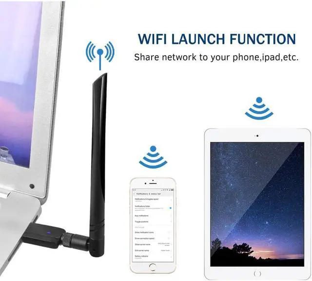 Alt view image 5 of 7 - USB Wifi Adapter 1200Mbps USB 3.0 Wireless Network Dual Band 5.8G/2.4G adapter with 5dBi Antenna for Mac PC Desktop Laptop, Compatible with Windows XP/Vista/7/8/10 Linx2.6X Mac OS X