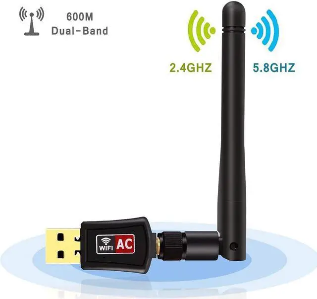 Main image of Wifi Dongle High Speed Internet 2.4/5GHz 600Mbps Wireless USB Wifi Adapter for PC/Desktop/Laptop/Tablet, Supports Windows 10/8/7/Vista/XP/2000, Mac Os X 10.4-10.11.4 and 10.12.1