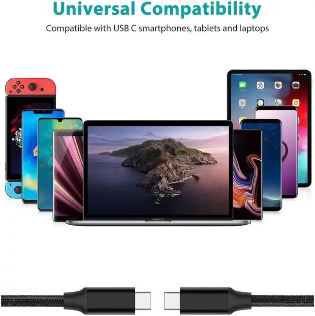 Alt view image 7 of 7 - USB C to USB C 3.1 Gen2 Cable Fast Charge Video Cable(6.6ft/2m), 100W 20V/5A 10Gbps Fast Data Transfer, 4K Video Output for Samsung Galaxy S20 Note 10+,iPad Pro,Macbook Pro, HUAWEI MateBook