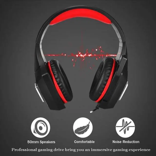 Alt view image 2 of 7 - Gaming Headset, Compatible with PS4 Xbox One PC Nintendo Switch Games Laptop Mac, Over-Ear Gaming Headphones with Stereo Surround Sound, Noise Cancellation Mic, RGB Light