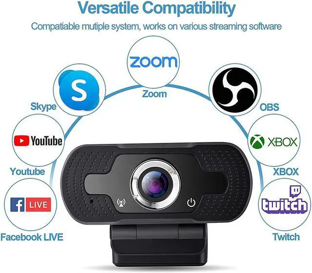 Alt view image 5 of 7 - Full 1080P Webcam with Microphone Pro Streaming Web Camera USB Computer Camera PC Mac Laptop Desktop Video Calling Conferencing Recording with Privacy Shutter (Color: Black)