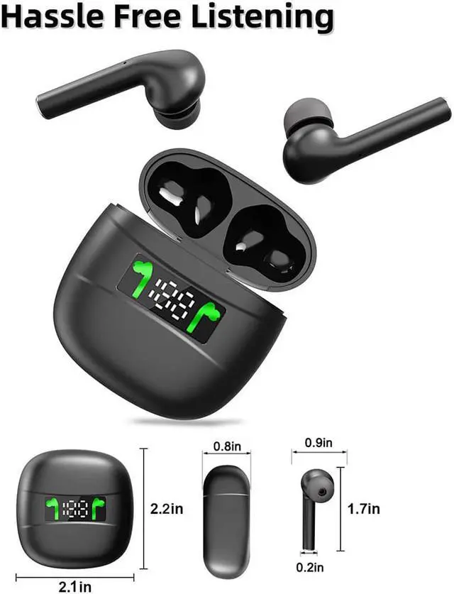 Alt view image 2 of 7 - Wireless Headphones, Wireless Headphones Bluetooth 5.0 IPX6 Sweatproof Noise Cancelling Headphone Built-in Mic Headset for Sports True Wireless Earbuds, Wireless Earphone Bluetooth for iPhone &Android