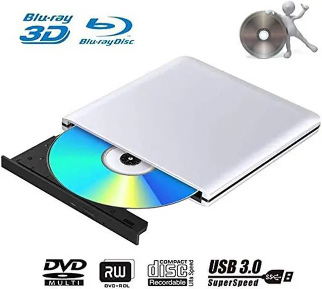 Main image of External Blu Ray DVD Drive Burner 3D Portable USB 3.0 CD DVD RW Player for Mac OS, Linux, Windows XP/Vista/7/8/10,PC (Silver)