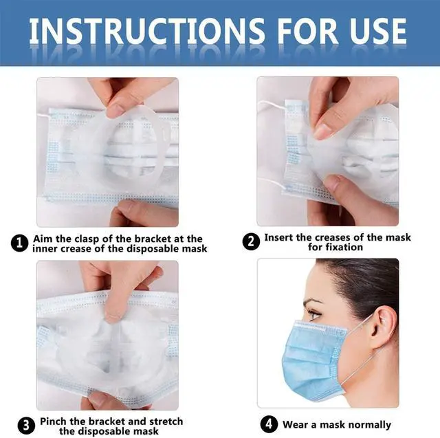 Alt view image 7 of 7 - 3D Silicone Mask Bracket 5 Pack, for Comfortable Mouth and Nose Wearing by Creating More Space for Breathing Ideal Makeup Saver, Washable Reusable, Translucent