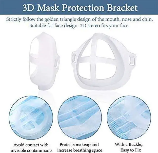 Alt view image 5 of 7 - 3D Silicone Mask Bracket 5 Pack, for Comfortable Mouth and Nose Wearing by Creating More Space for Breathing Ideal Makeup Saver, Washable Reusable, Translucent