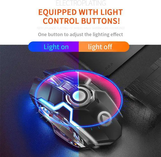 Alt view image 4 of 7 - Gaming Mice Rechargeable Wireless Mouse Silent Ergonomic 7 Keys RGB Backlit 1600 DPI LED Backlit Mouse for Computer PC