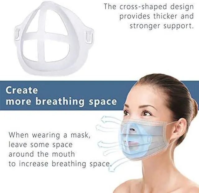 Alt view image 2 of 7 - 3D Silicone Mask Bracket 5 Pack, for Comfortable Mouth and Nose Wearing by Creating More Space for Breathing Ideal Makeup Saver, Washable Reusable, Translucent
