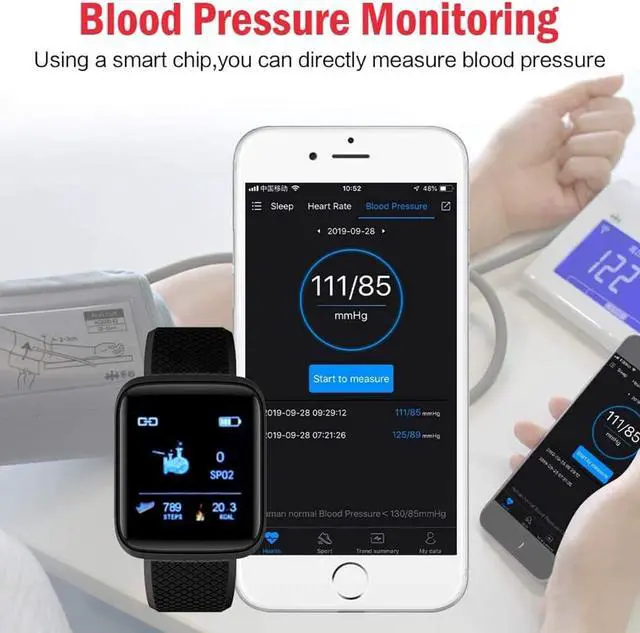 Alt view image 7 of 7 - Fitness Tracker Smart Watch, Activity Tracker with Heart Rate Monitor, Smart Watch is Suitable for Home Fitness Tracking, Yoga, Exercise Bike, Treadmill, Compatible with IOS Android Phones, (Black)