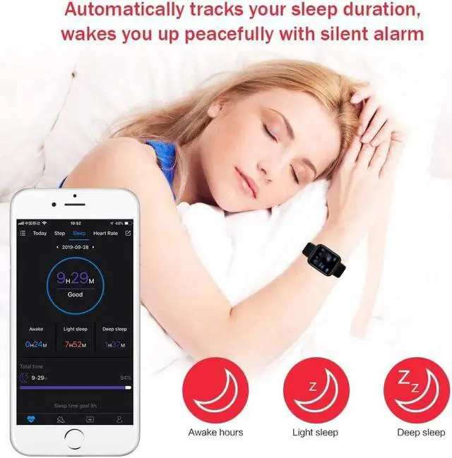 Alt view image 6 of 7 - Fitness Tracker Smart Watch, Activity Tracker with Heart Rate Monitor, Smart Watch is Suitable for Home Fitness Tracking, Yoga, Exercise Bike, Treadmill, Compatible with IOS Android Phones, (Black)