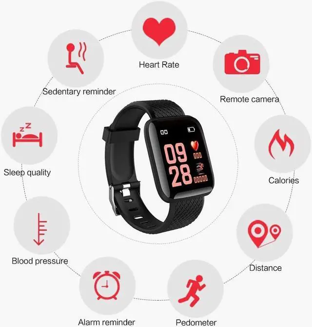 Alt view image 4 of 7 - Fitness Tracker Smart Watch, Activity Tracker with Heart Rate Monitor, Smart Watch is Suitable for Home Fitness Tracking, Yoga, Exercise Bike, Treadmill, Compatible with IOS Android Phones, (Black)