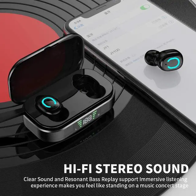 Alt view image 5 of 7 - Bluetooth 5.0 True Wireless Earbuds with Charging Case for iPhone Android, 28H Playtime, IPX5 Waterproof, TWS Stereo Headphones with mic, in-Ear Earphones Headset with LED Display…