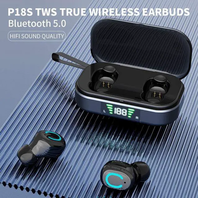 Alt view image 2 of 7 - Bluetooth 5.0 True Wireless Earbuds with Charging Case for iPhone Android, 28H Playtime, IPX5 Waterproof, TWS Stereo Headphones with mic, in-Ear Earphones Headset with LED Display…