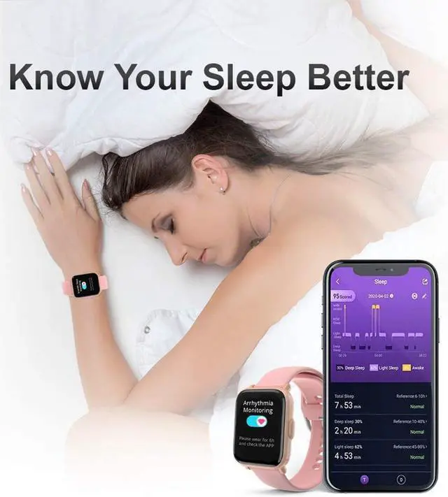 Alt view image 6 of 7 - Smart Watch, Fitness Tracker with Sleep Heart Rate Monitor for Atrial Fibrillation, Activity Tracker Pedometer Waterproof Smart Reminder for Phone