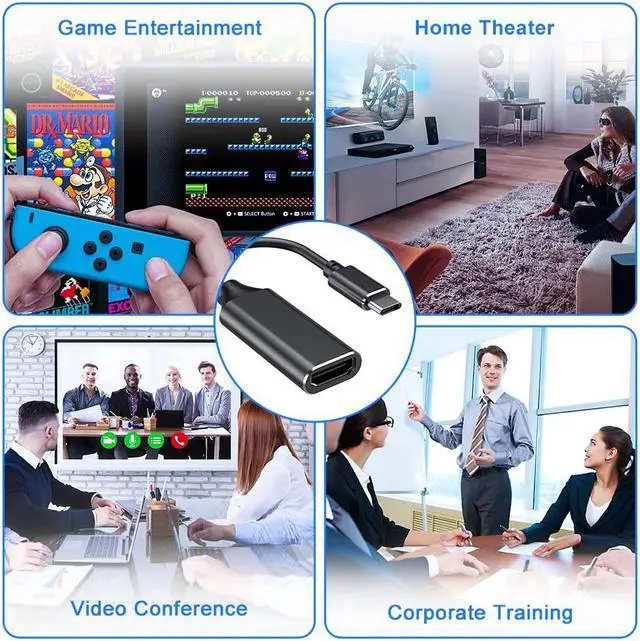 Alt view image 5 of 7 - USB C to HDMI Adapter, Type c to HDMI 4K Adapter (Thunderbolt 3 Compatible) with Video Audio Output for MacBook Pro 2018/2017/2016, Samsung Note 9/S9/Note 8/S8, Huawei Mate 20 and More (Black)