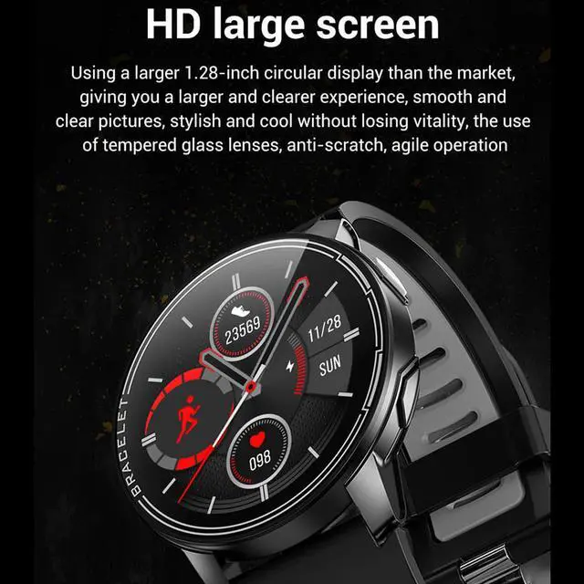 Alt view image 2 of 7 - Sports Smart Watch 1.3 Inch Full Touch Screen Watch Men IP68 Waterproof Silicone Strap SmartWatch for Android IOS Fitness Watches 360mAh Big Battery 60 days Long Standby
