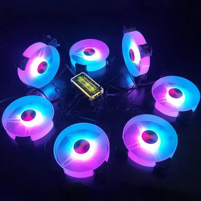 Alt view image 6 of 7 - 6PCS Computer Case Fan RGB Fans adjustable Colorful Lamp Light for Intel AMD radiator Mute PC 120mm Case Fan Adjust Cooler Fan (6pcs Case Fans with Controller)