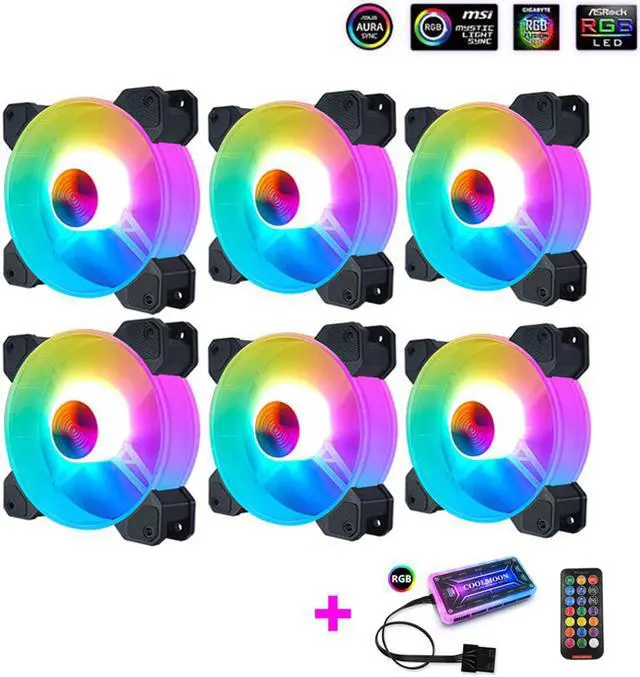 Main image of 6PCS Computer Case Fan RGB Fans adjustable Colorful Lamp Light for Intel AMD radiator Mute PC 120mm Case Fan Adjust Cooler Fan (6pcs Case Fans with Controller)