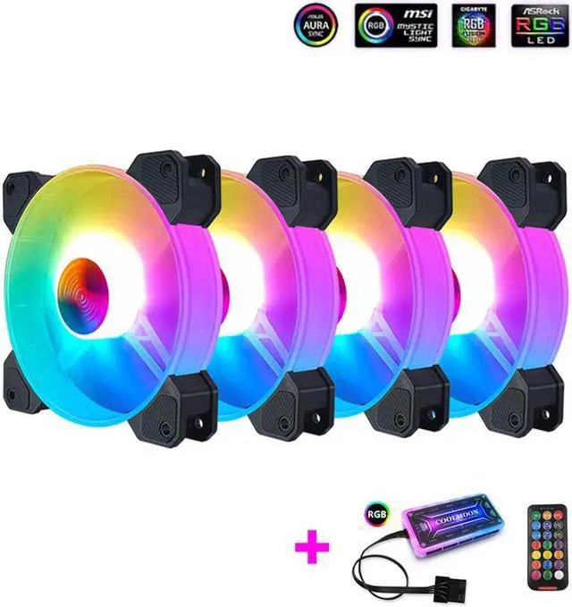Main image of 4PCS Computer Case Fan RGB Fans adjustable Colorful Lamp Light for Intel AMD radiator Mute PC 120mm Case Fan Adjust Cooler Fan (4pcs Case Fans with Controller)