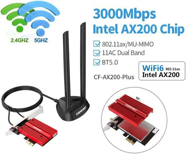 Main image of AC3000Mbps WIFI Adapter Dual Band 3000M Highspeed Wifi 6 Network Card Desktop PCIe 802.11ax Bluetooth 5.1 AX200NGW PCI Express Wireless Adapter Network Card for Windows 10 64 bit