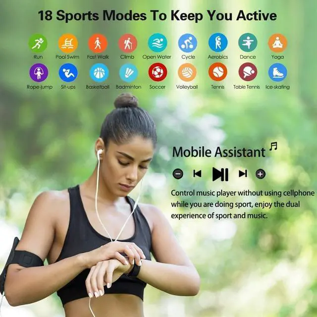 Alt view image 7 of 7 - Activity Tracker Smart Watch, Men’s and Women’s Fitness Tracker, Blood Pressure Monitor, Blood oximeter, Heart Rate Monitor, Waterproof Smart Watch, Compatible with iPhone/Samsung/Android Phones