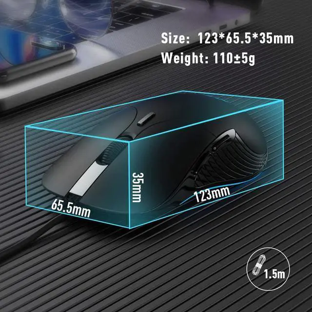 Alt view image 7 of 7 - Wired PC Mouse, Silent Click, 4800DPI Adjustable & 6 Programmable Buttons, Optical tracking, Ergonomic Design, Streamlined inphic USB Wired Mouse for PC Laptop Computer Working and Gaming