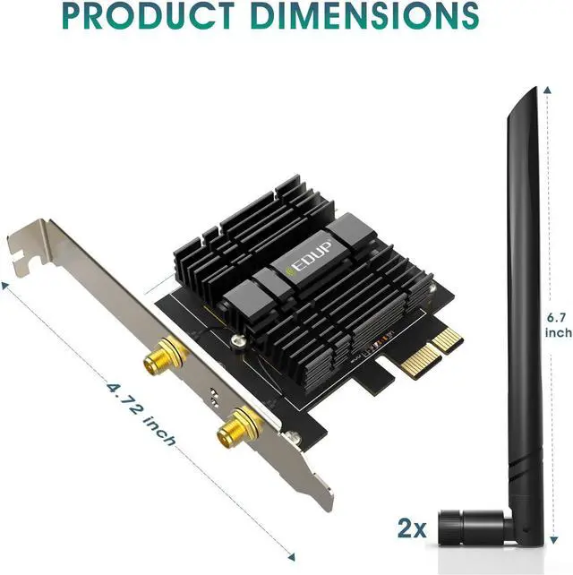 Alt view image 7 of 7 - [Newest] WiFi 6 Card AX 3000Mbps PCIe Network Card AX200 802.11AX 2.4Ghz/5.8Ghz with Bluetooth 5.0 & Heat Sink Wireless PCI Express Wi-Fi Adapters Dual Band Antenna for Windows 10 64-bit