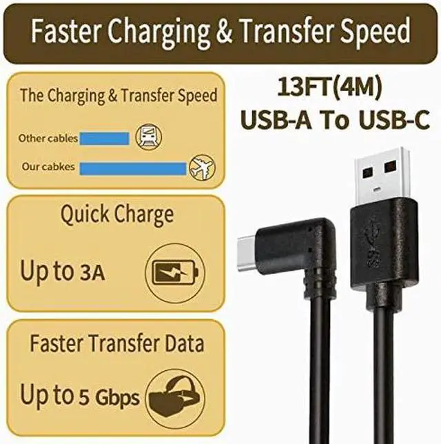 Alt view image 2 of 7 - Oculus Link Cable 4M, dethinton Usb to Usb C Cable High Speed Data Transfer & Fast Charging USB C Cable Compatible for Quest 2 and Oculus to a Gaming PC…