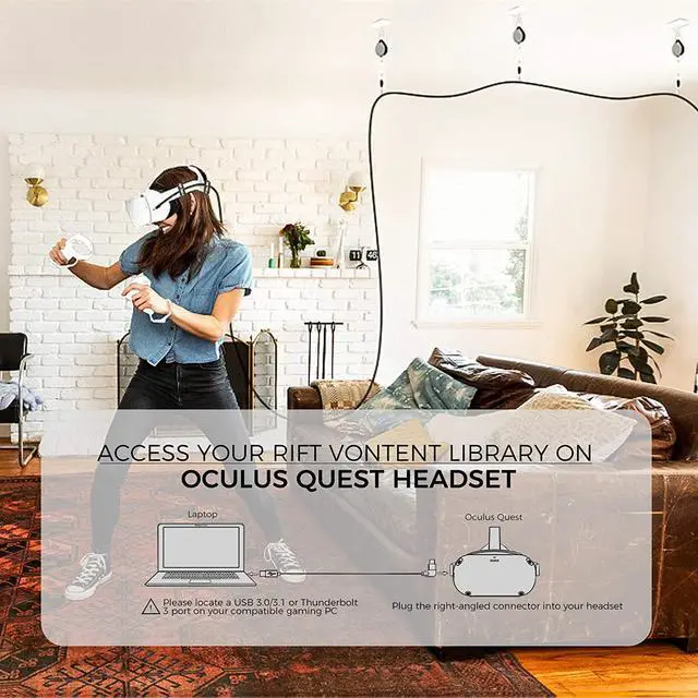 Alt view image 5 of 7 - 16Ft / 5M USB C Type C to USB A 3.0 Cable Compatible with Oculus Quest 1/2 USB, 3.2 Gen1, USB C to A, High Speed Data Transfer with Relay Amplifier Chip