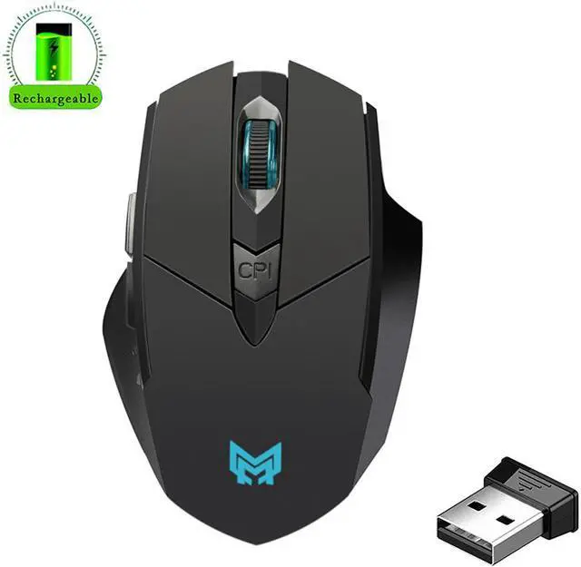 Main image of USB Wireless Mouse Rechargeable, Ergonomic USB 2.4G Cordless Mice PC Laptop Computer Mouse With 6 Buttons, 1600DPI 3 Adjustment Levels for Windows Mac MacBook Linux