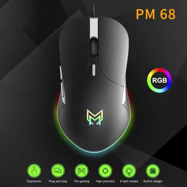 Alt view image 2 of 7 - Wired PC Mouse Gaming Mice, USB Wired Mouse 3200DPI Adjustable & 6 Programmable Buttons, Silent Click, Optical Tracking, Ergonomic, Streamlined Mouse for PC Laptop Computer Working and Gaming