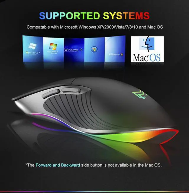 Alt view image 7 of 7 - Wired PC Mouse Gaming Mice, USB Wired Mouse 3200DPI Adjustable & 6 Programmable Buttons, Silent Click, Optical Tracking, Ergonomic, Streamlined Mouse for PC Laptop Computer Working and Gaming