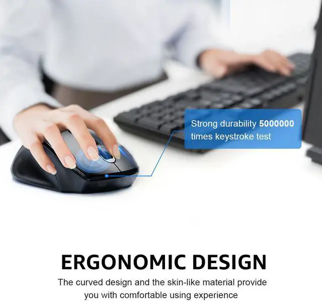 Alt view image 3 of 7 - Wireless Mouse for Laptop, Ergonomic Silent 2.4G Wireless Computer Mouse with USB Receiver 800/1200/1600 Adjustable DPI for PC Computer Desktop Macbook