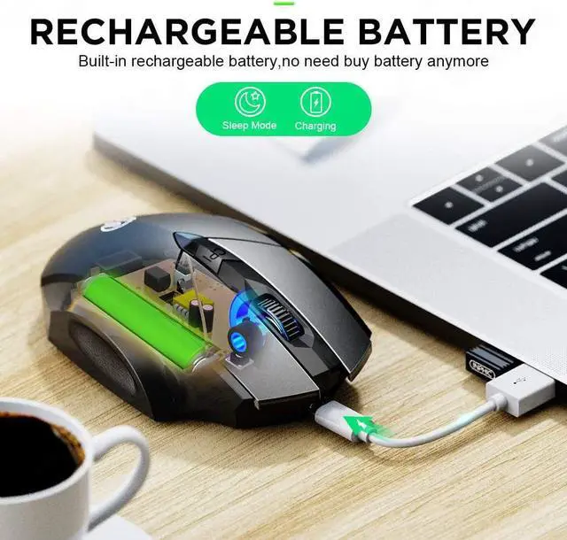 Alt view image 2 of 7 - Wireless Bluetooth Mouse, Multi-Device Silent Rechargeable Bluetooth Wireless Mouse (Tri-Mode: BT 5.0/4.0+2.4G), 1600DPI Ergonomic Portable Mouse for Laptop PC Computer,Windows Mac OS