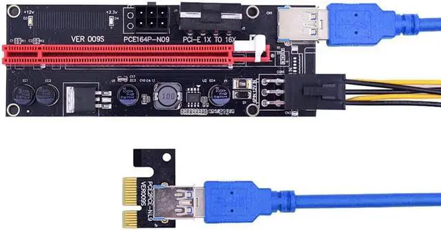 Alt view image 4 of 7 - PCIE Riser, VER009s 1X to 16X Riser Card Extender Mining Miner, GPU Riser Express Kits 60cm USB 3.0 Extension, PCI-E Riser Adapter Port Card Extender Wire, 6Pin SATA and Molex 4Pin Power PCIE Cable