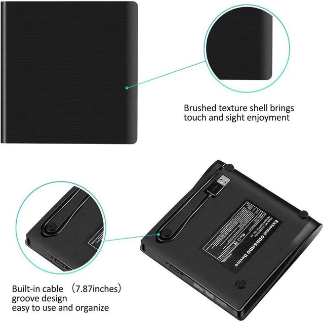 Alt view image 6 of 7 - External USB3.0 CD DVD Drive, USB 3.0 Portable Slim CD DVD +/-RW Drive Player Burner Writer Reader Rewriter, Optical DVD Drive For Macbook, Laptop, Desktop, Windows 7/8/10/XP/Vista/Mac OS
