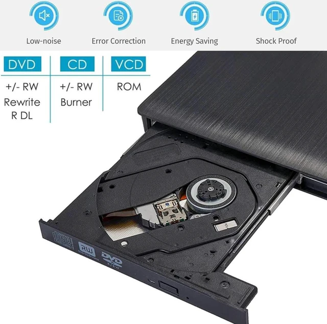 Alt view image 3 of 7 - External USB3.0 CD DVD Drive, USB 3.0 Portable Slim CD DVD +/-RW Drive Player Burner Writer Reader Rewriter, Optical DVD Drive For Macbook, Laptop, Desktop, Windows 7/8/10/XP/Vista/Mac OS