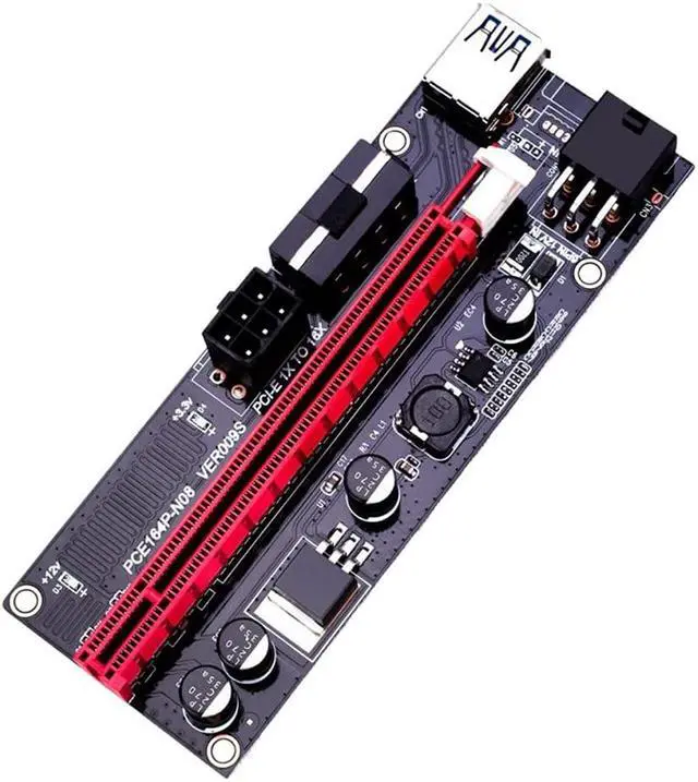 Alt view image 5 of 7 - PCIE Riser, VER009s 1X to 16X Riser Card Extender Mining Miner, GPU Riser Express Kits 60cm USB 3.0 Extension, PCI-E Riser Adapter Port Card Extender Wire, 6Pin SATA and Molex 4Pin Power PCIE Cable