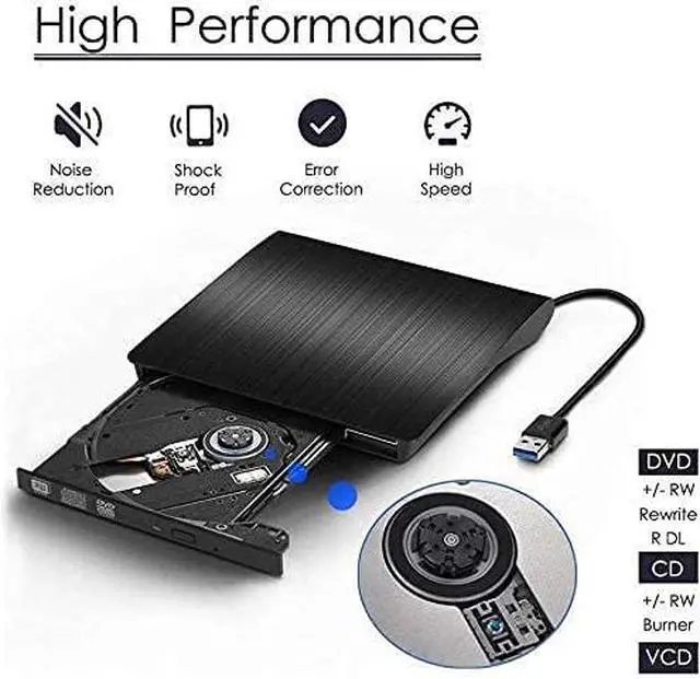 Alt view image 3 of 7 - External CD/DVD Drive for Laptop Desktop PC, USB 3.0 Ultra-Slim Portable CD DVD Burner Writer Compatible with Mac MacBook Pro/Air iMac Desktop Windows 7/8/10/XP/Vista (Black)
