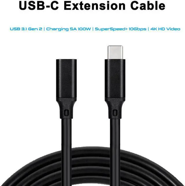 Alt view image 3 of 7 - USB C Extension Cable 6.6ft/2M [100W, 20Gbps], USB-C 3.1 Gen 2 USB C to USB C Male to Female 4K Video Cable, Compatible with MacBook Pro/Air, Samsung, Nintendo Switch and More
