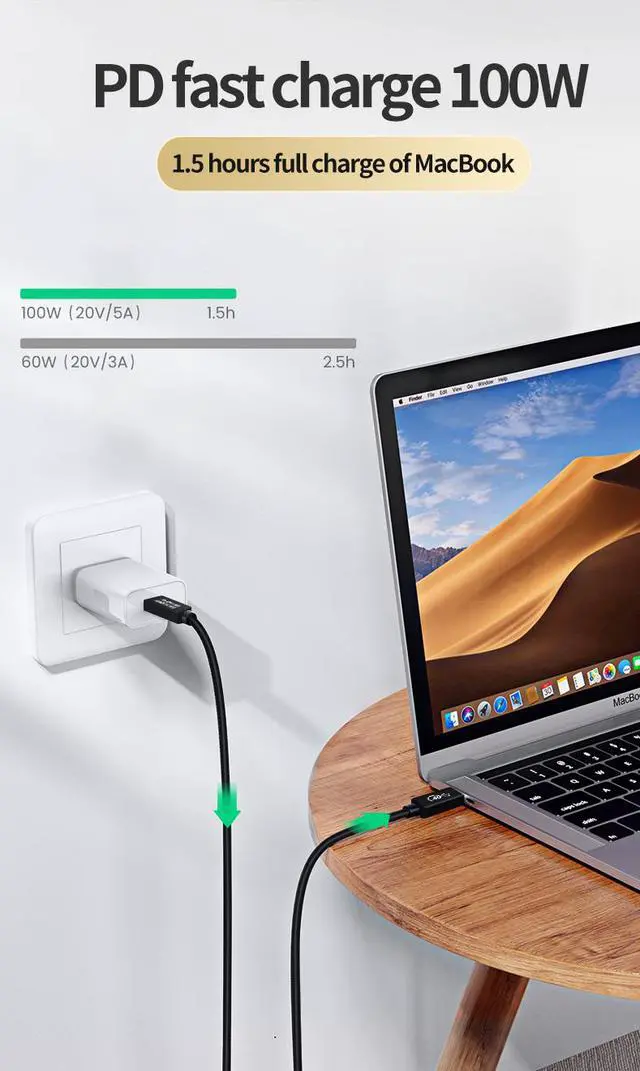 Alt view image 2 of 7 - USB 4 Cable for Thunderbolt 4 Cable, 40Gbps 6.6ft/2M Cable 100W Charging Support 5K@60Hz Video, Compatible with Thunderbolt 4/3, External SSD, USB-C Docking Station, MacBook Pro, External SSD, eGpu