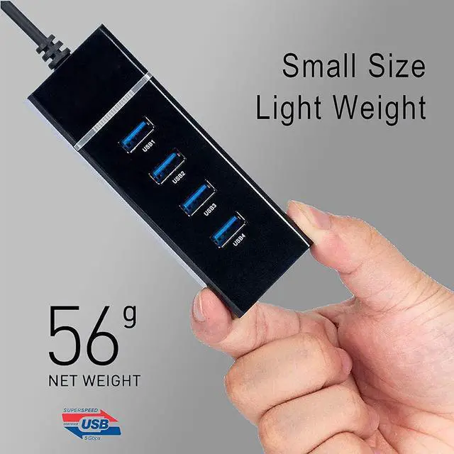 Alt view image 6 of 7 - USB Hub 4 x USB3.0, 4 Port USB 3.0 Hub with 1ft USB Splitter Cable Multi USB Port Expander, USB Hub for Laptop, PC, Mac, Printer, Mobile HDD, USB Flash Drive, School or Business Computer Accessories