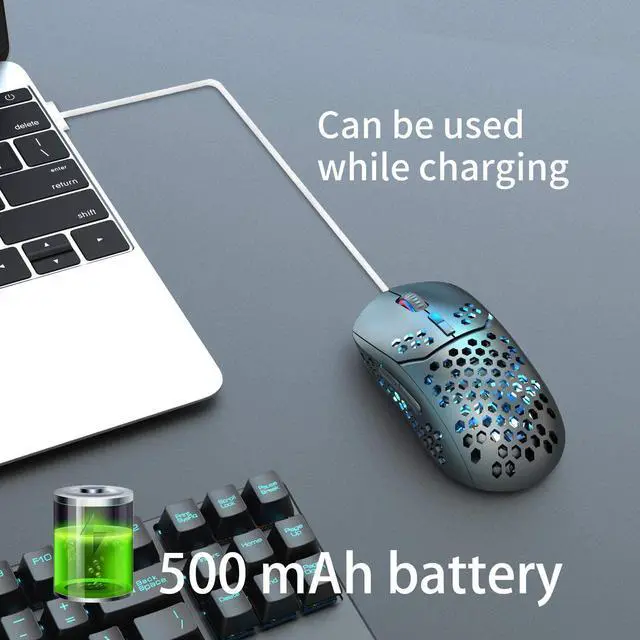 Alt view image 3 of 7 - Gaming Mice, Silent Wireless Mouse for Laptop, Honeycomb Design 2.4G USB Rechargeable Light up Cordless Mouse for Notebook,PC,Laptop,Computer, MacBook