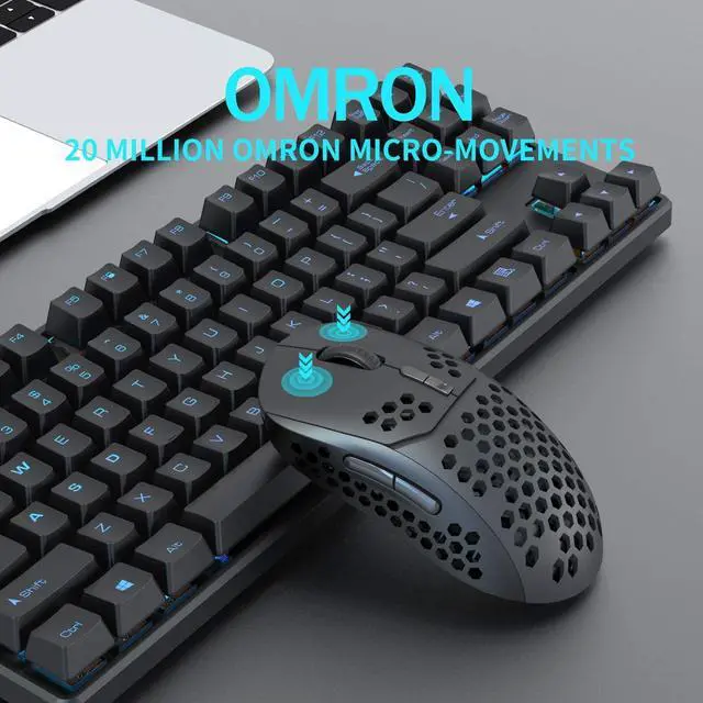 Alt view image 2 of 7 - Gaming Mice, Silent Wireless Mouse for Laptop, Honeycomb Design 2.4G USB Rechargeable Light up Cordless Mouse for Notebook,PC,Laptop,Computer, MacBook