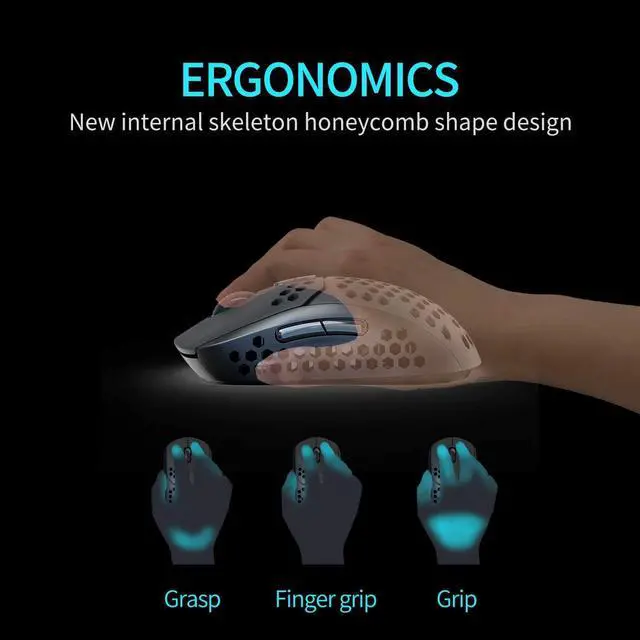 Alt view image 4 of 7 - Gaming Mice, Silent Wireless Mouse for Laptop, Honeycomb Design 2.4G USB Rechargeable Light up Cordless Mouse for Notebook,PC,Laptop,Computer, MacBook