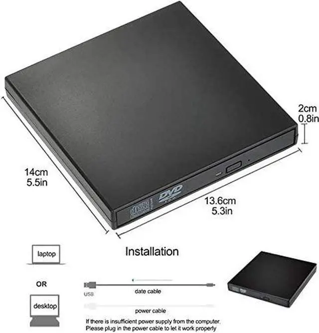 Alt view image 7 of 7 - External CD Drive USB2.0, USB Slim Portable CD-RW DVD-R Combo Burner Player for Laptop, Mac, PC Desktop Computer and Play for Windows 2000 / XP / Vista / Windows 7 Black