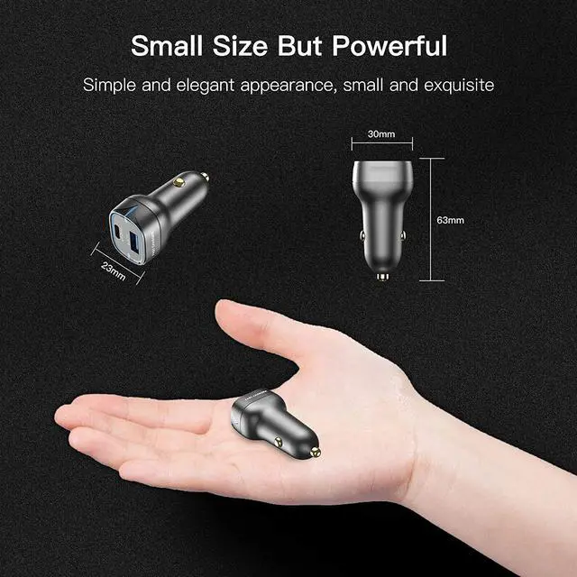 Alt view image 4 of 6 - USB C Car Charger, 52.5W 2 Ports Fast Charger Power Delivery PD20W/PD30W/PPS30W & Quick Charge QC3.0 18W/SCP22.5W Compatible with iPad Pro,Mac,iPhone12/11/X/8, Samsung/Google Pixel/Oneplus (Black)